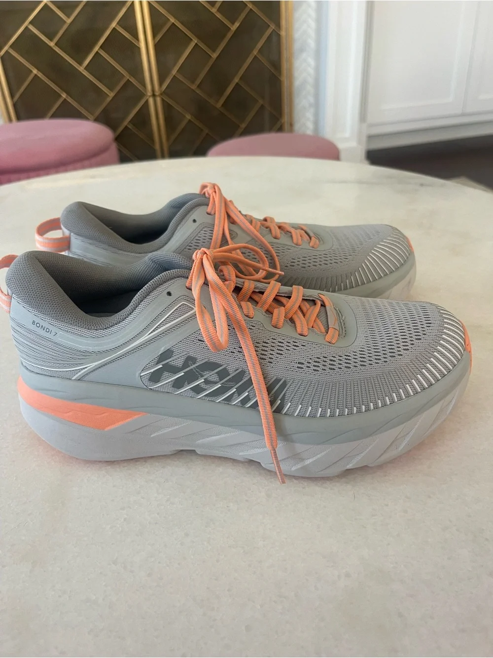 Hoka Bondi 7 Harbor Mist Sharkskin Running Shoes Sneakers 8.5